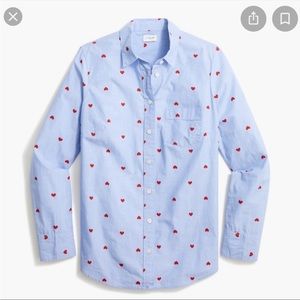 🔥J. Crew - Heart Printed Button Down - XXL FITS SMALLER CHEST MED -LG